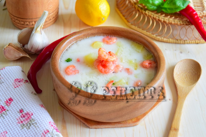 сырный суп с креветками рецепт с фото